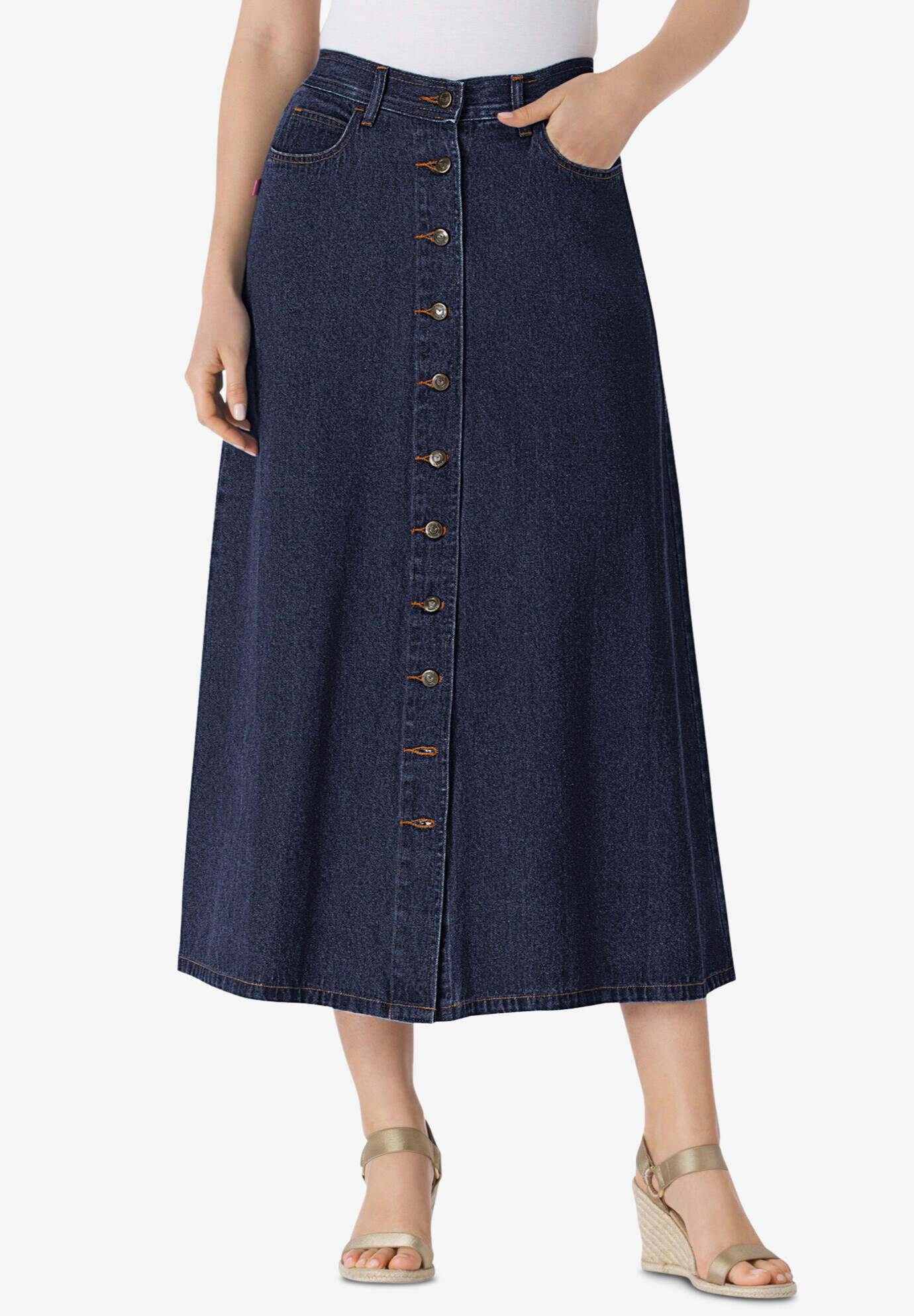 Perfect Cotton Button Front Skirt