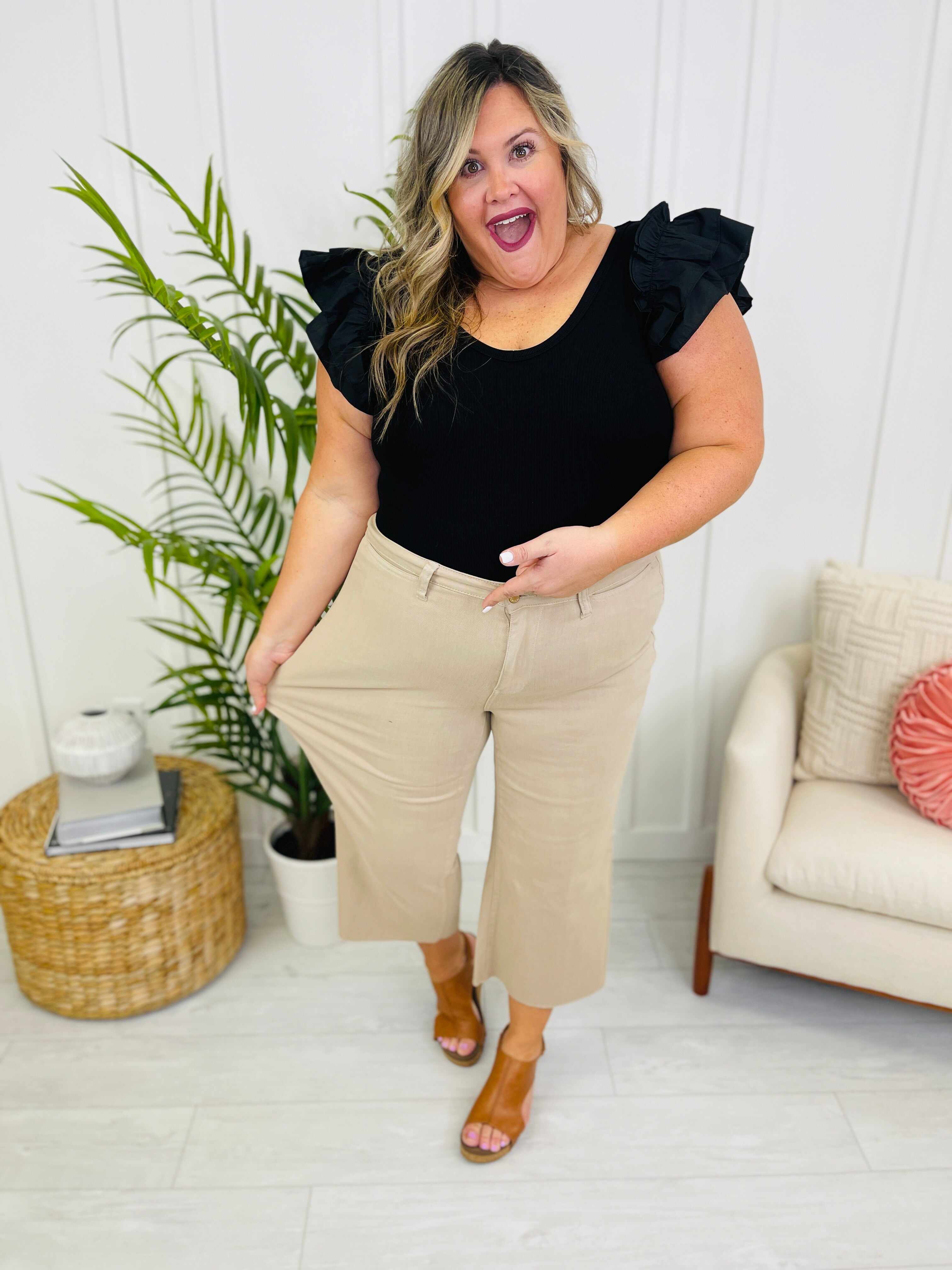 RESTOCK! REG/CURVY Khaki Girl Cropped Wide Leg Jeans