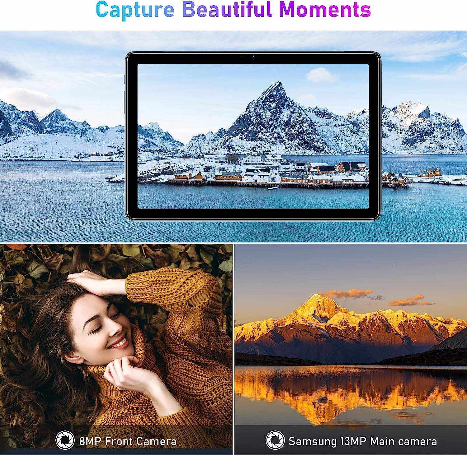 T10 Android Tablet 2K HD 10.1 inch, 15GB RAM 128GB ROM(TF 1TB), Octa-Core Android 12 OS, Battery 8300mAh, 2.4/5G WiFi&Bluetooth 5.0, 13MP+8MP Camera, TÜV Low Bluelight Tablet for Kids (Silvery)