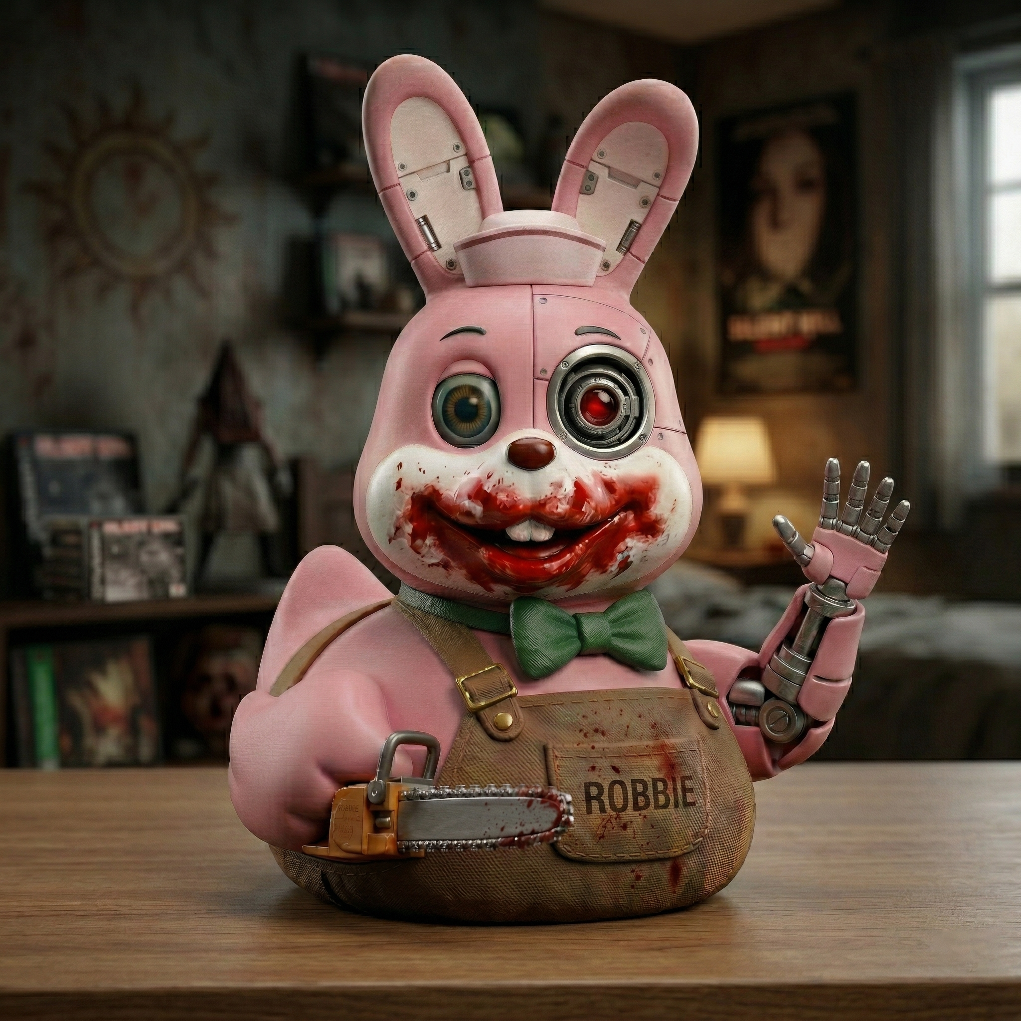 🤖Robbie the Rabbit Silent Hill Chainsaw Robot Rubber Duck Collectible