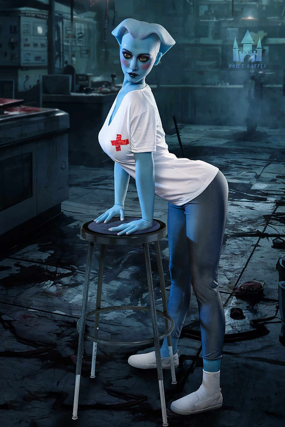 Dolls Castle Nicole 5ft58 / 170cm G#A14 Head TPE Full Size Blue Skin Alien Adult Sex Doll