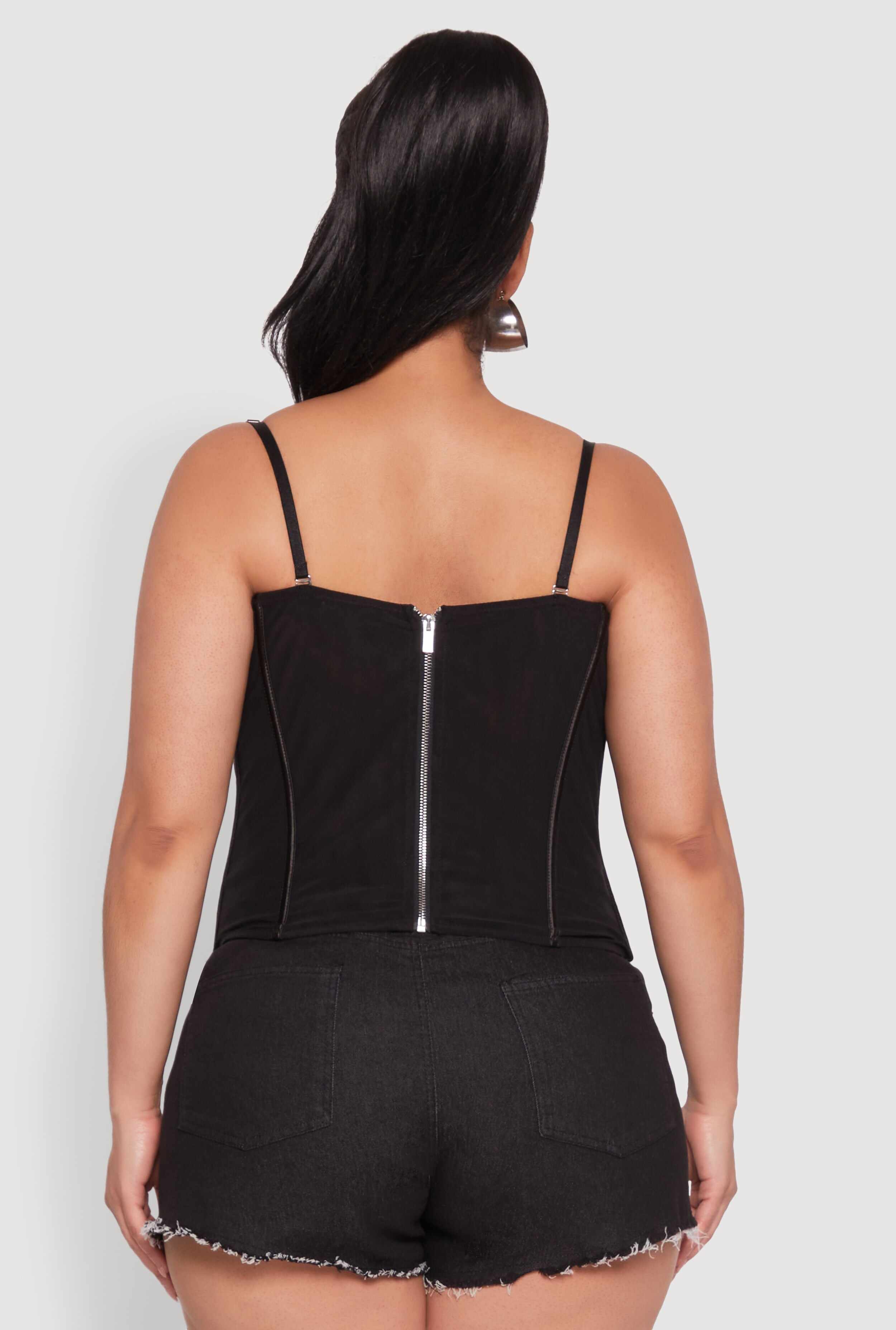 Plus Size Mesh Zip Back Bustier Top