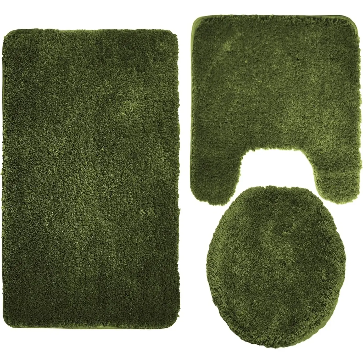 Queen Mary 3 Piece Bathroom Rug Set, Luxury Soft Plush Bath Mat, Contour Rug, Lid Cover, Non-Slip