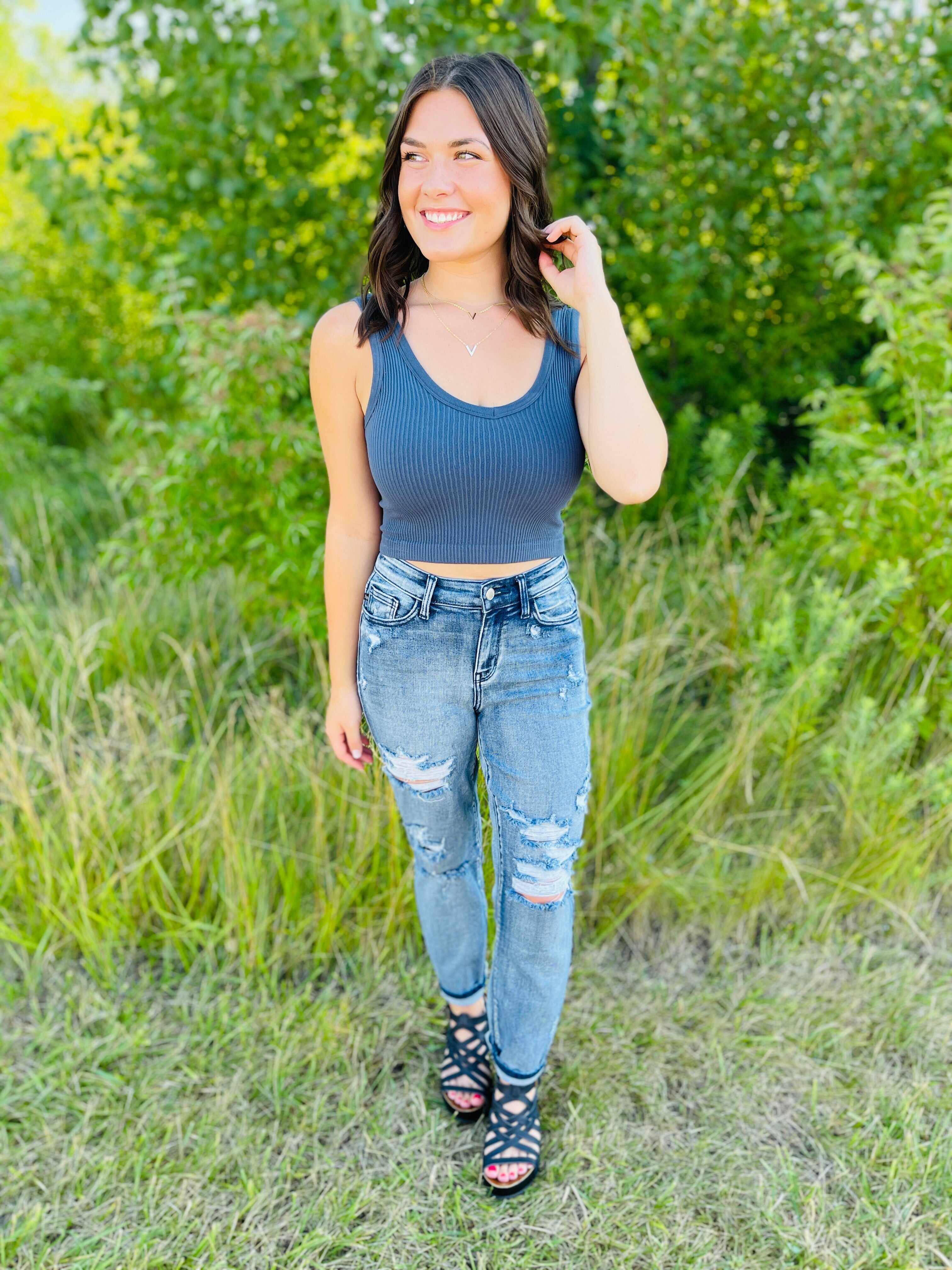 Plus/Reg Grainy Goddess Boyfriend Jeans
