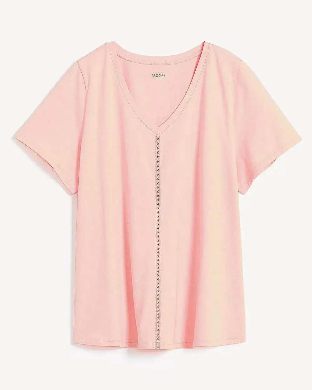 Cotton V-Neck Pyjama Top with Faggoting Trim - ti Voglio