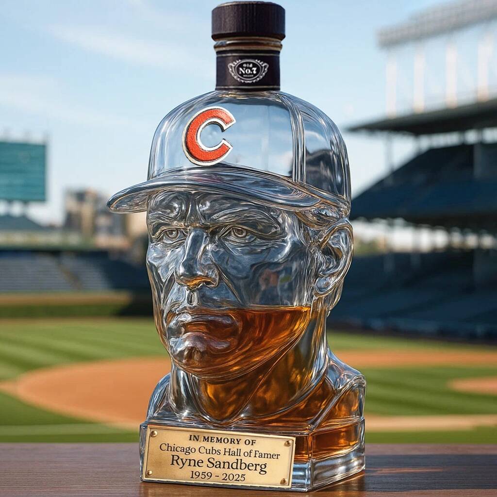 IN MEMORY OF Ryne Sandberg Whiskey Bottle