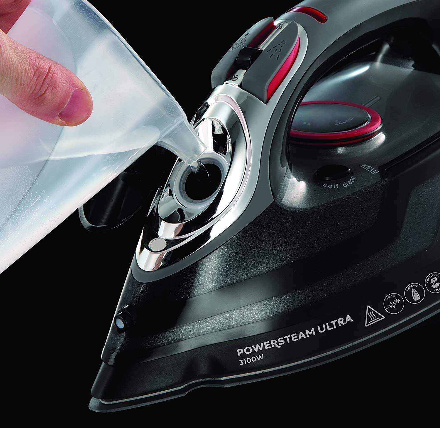 Professional Clothes Iron - 2600 W, Ceramic Soleplate, 210g Steam Boost, Self-Cleaning Function, White and Blue - 20562-56
