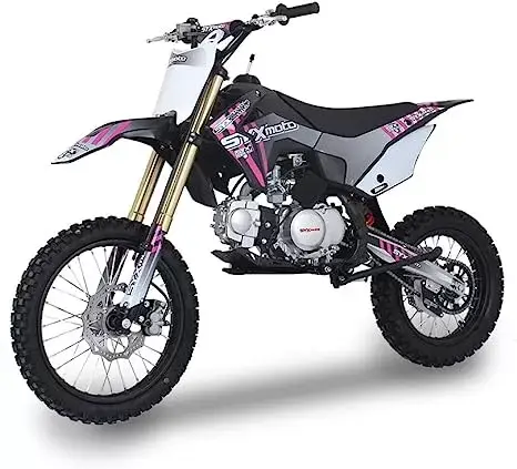 SYX MOTO Whip 125cc Kick Start Dirt Bike 4-Stroke Gas Powered Off Road Pit Bike（Pink）