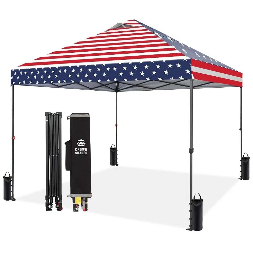 10x10 Pop Up Canopy - Patented Center Lock One Push Instant Outdoor Canopy Beach Tent with STO-N-Go Bag 8 Stakes & 4 Sand Bags