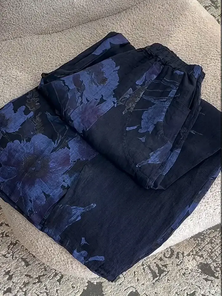 🔥Summer Arrivals🌟Women's Vintage Floral Print Casual Cotton and Linen Pants
