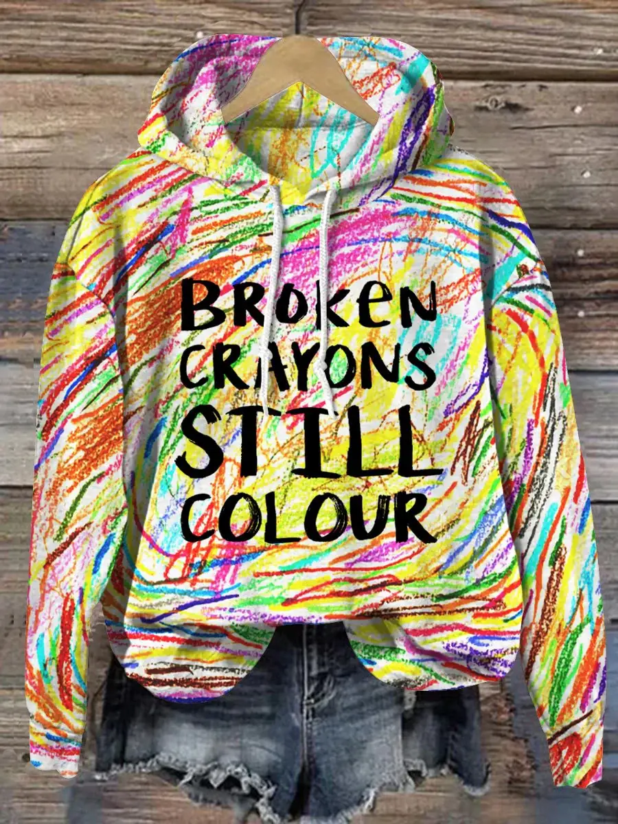 Broken Crayons Still Colour Print Hooded Sweatshirt