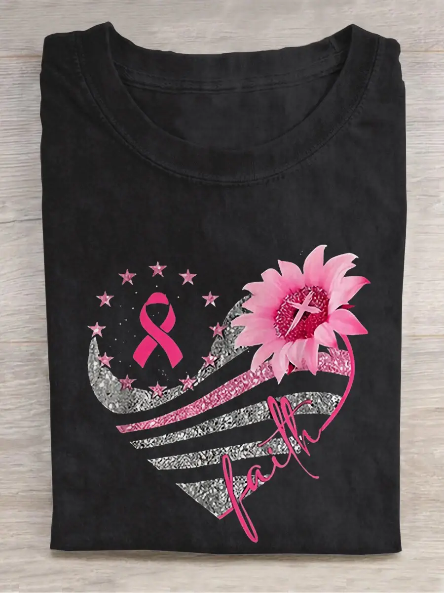 Pink Ribbon Breast Cancer Faith T-shirt