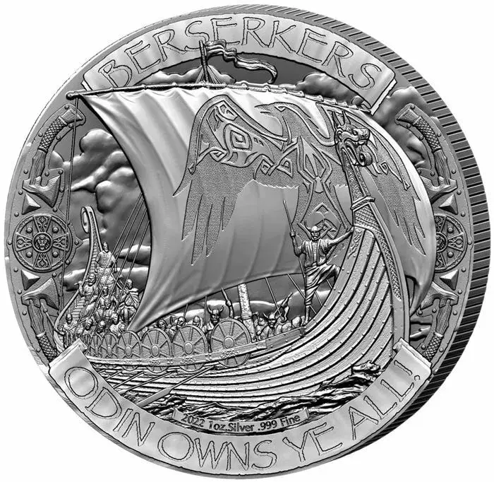 Valhalla Vikings 1 oz .999 Fine Silver Round Odin Owns Ye BERSERKERS