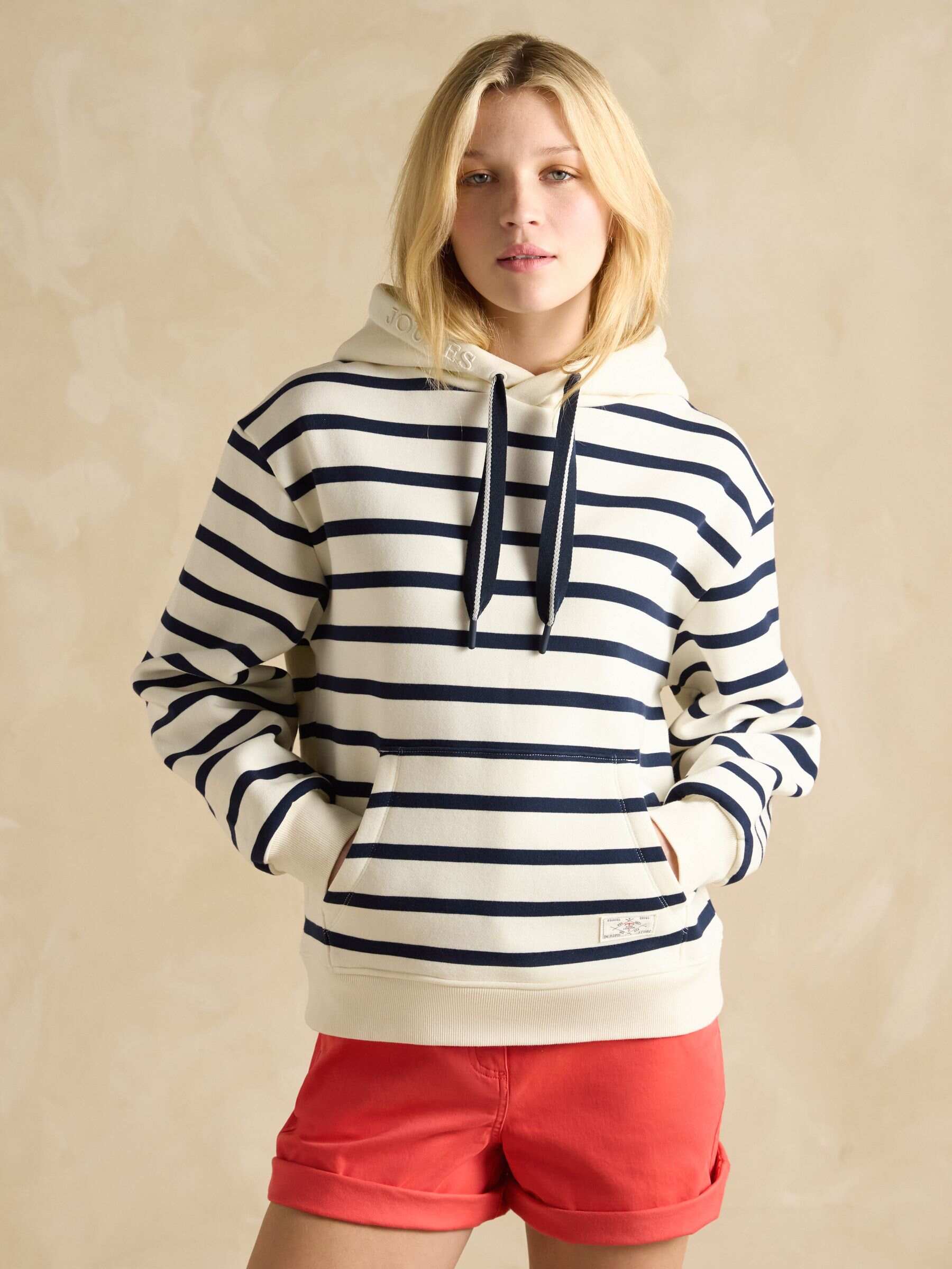 Milbourne Navy & White Striped Cotton Rich Hoodie
