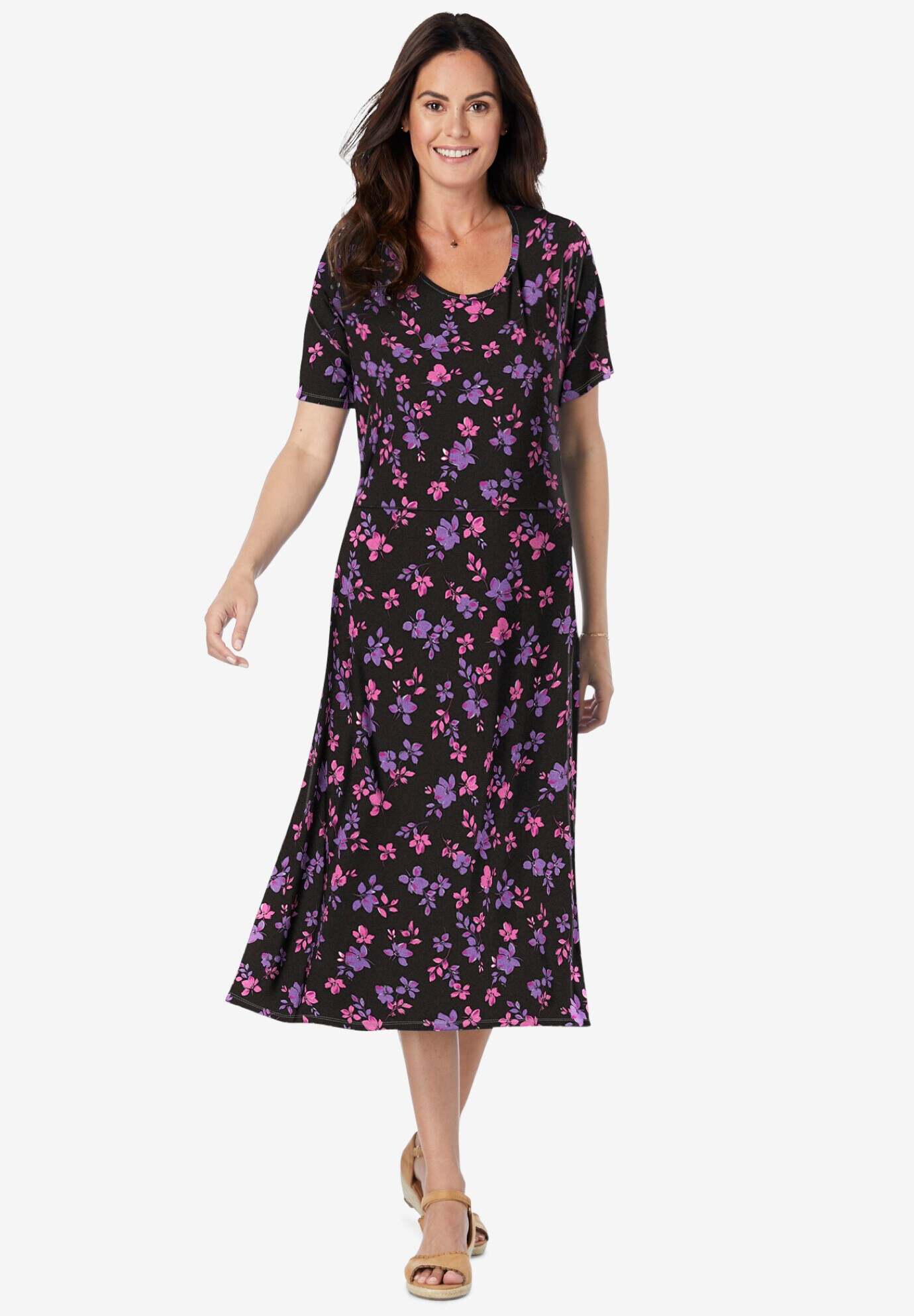 Short Sleeve Fit & Flare Dress