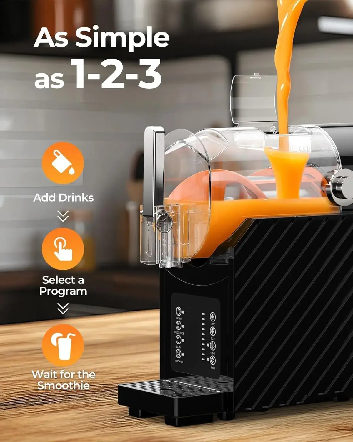 Slushie Machine with Self-Cleaning, 3 Preset Programs Slushie Maker, Professional Slushy Machine for Home, No Ice Needed Frozen Drink Maker for Margaritas & Milkshakes Smoothie
