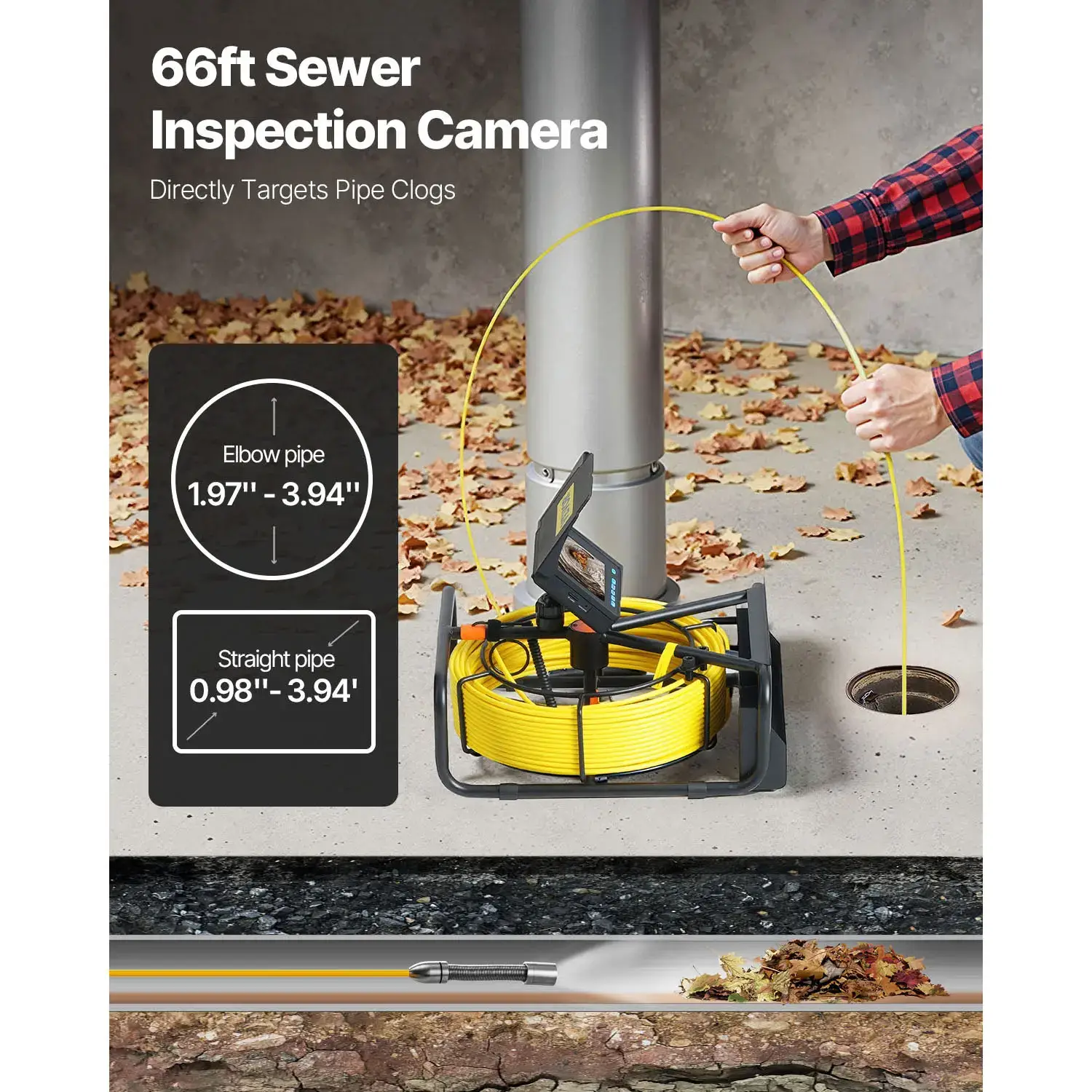 Sewer Camera,65.6FT 4.3