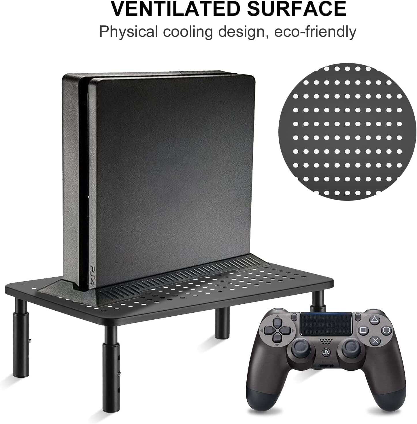 Computer Monitor Stand Riser,Monitor Riser for Laptop, Printer, Notebook and All Flat Screen TV Display with Vented Platform,3 Height Adjustable Laptop Riser,1 Pack,Black(MST003)