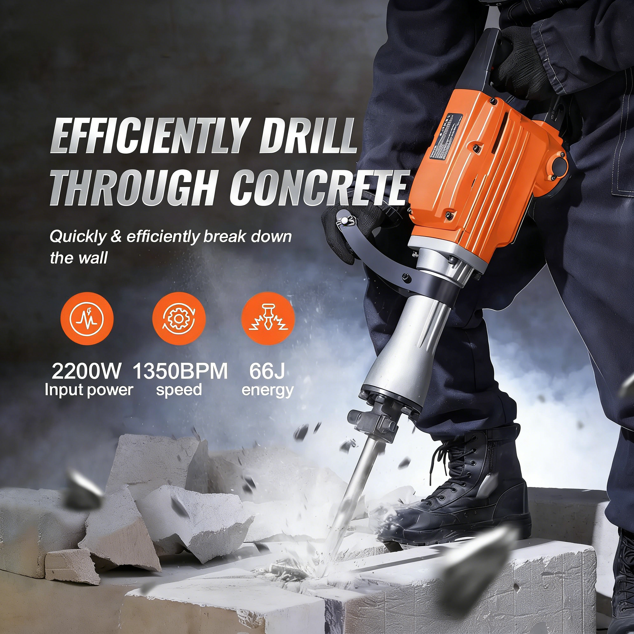 Demolition Jack Hammer Concrete Breaker, Various specifications, Electric Hammer, Chisel Bits Professionals Aluminum