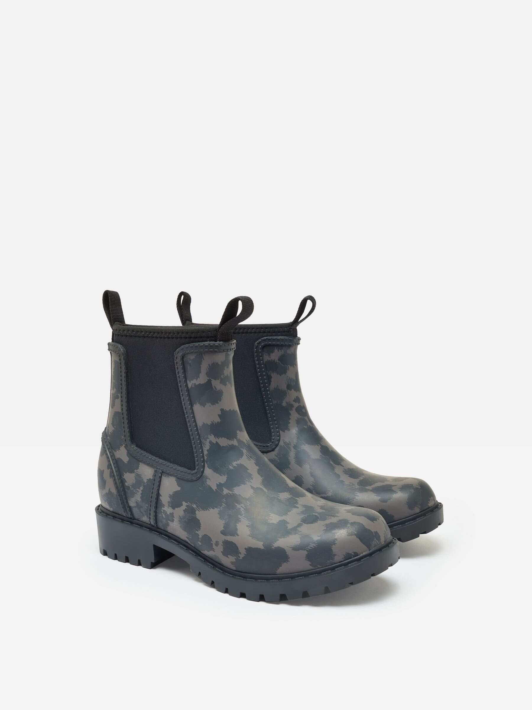 Oakfield Black/Animal Short Neoprene-Lined Ankle Wellies