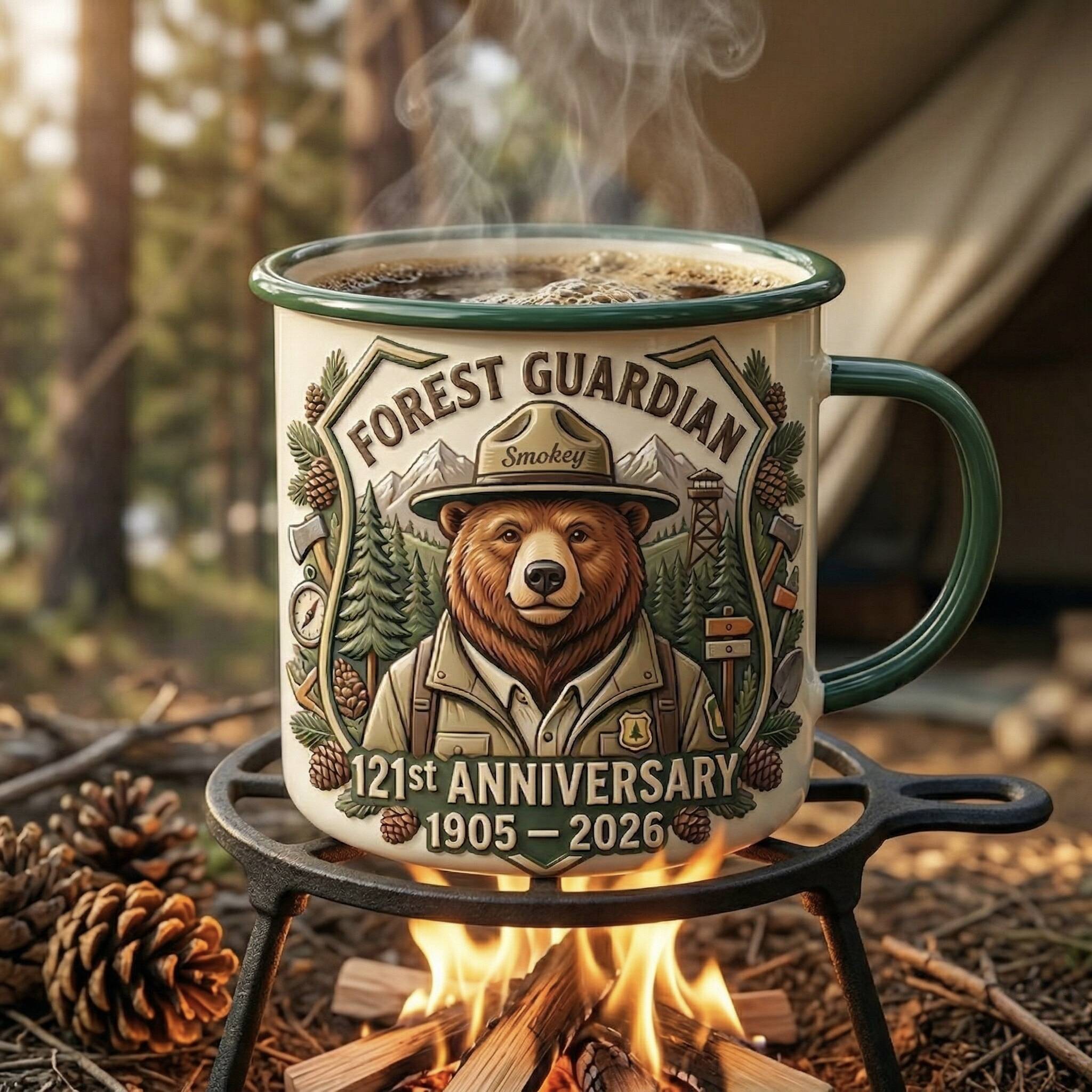 🐻Smokey Bear 121st Anniversary Forest Guardian Enamel Mug!