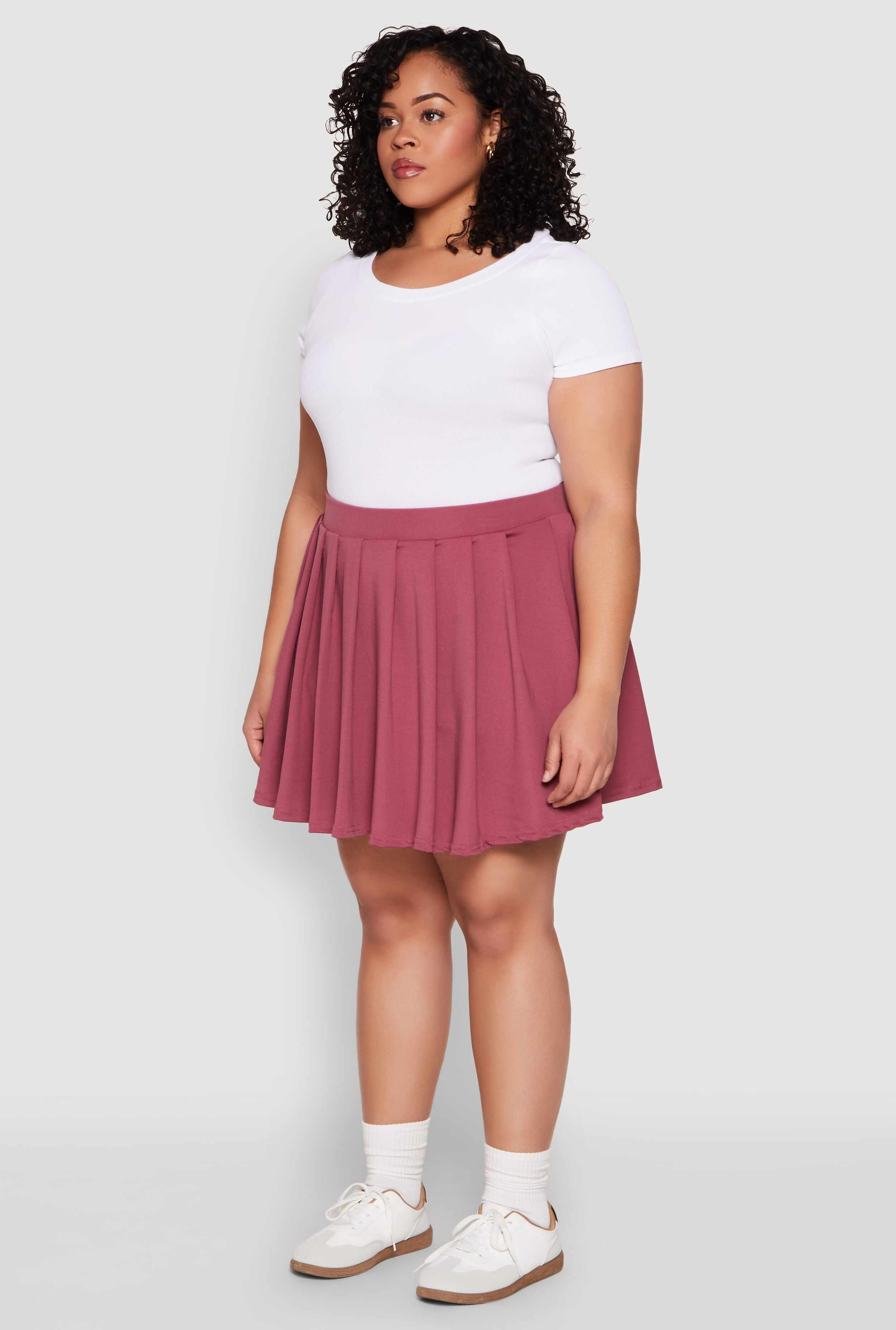 Plus Size High Waisted Active Pleated Skirt