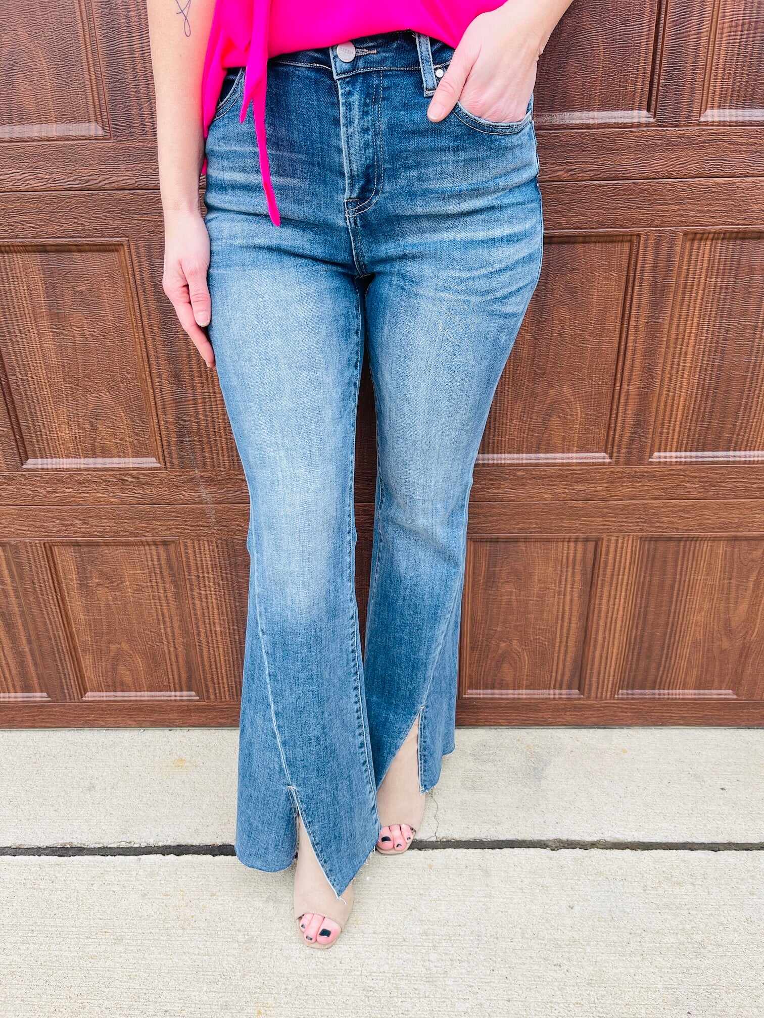 Risen Plus/Reg Hi-Rise Twist And Shout Your Love Flare Jeans