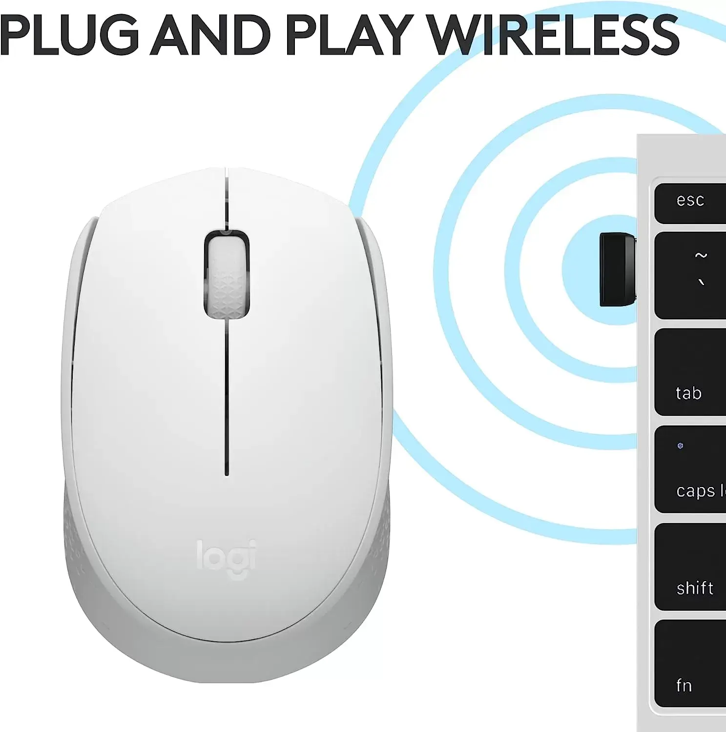 Logitech M170 Wireless Mouse for PC, Mac, Laptop, 2.4 GHz with USB Mini Receiver, Optical Tracking, 12-Months Battery Life, Ambidextrous - Blue Grey