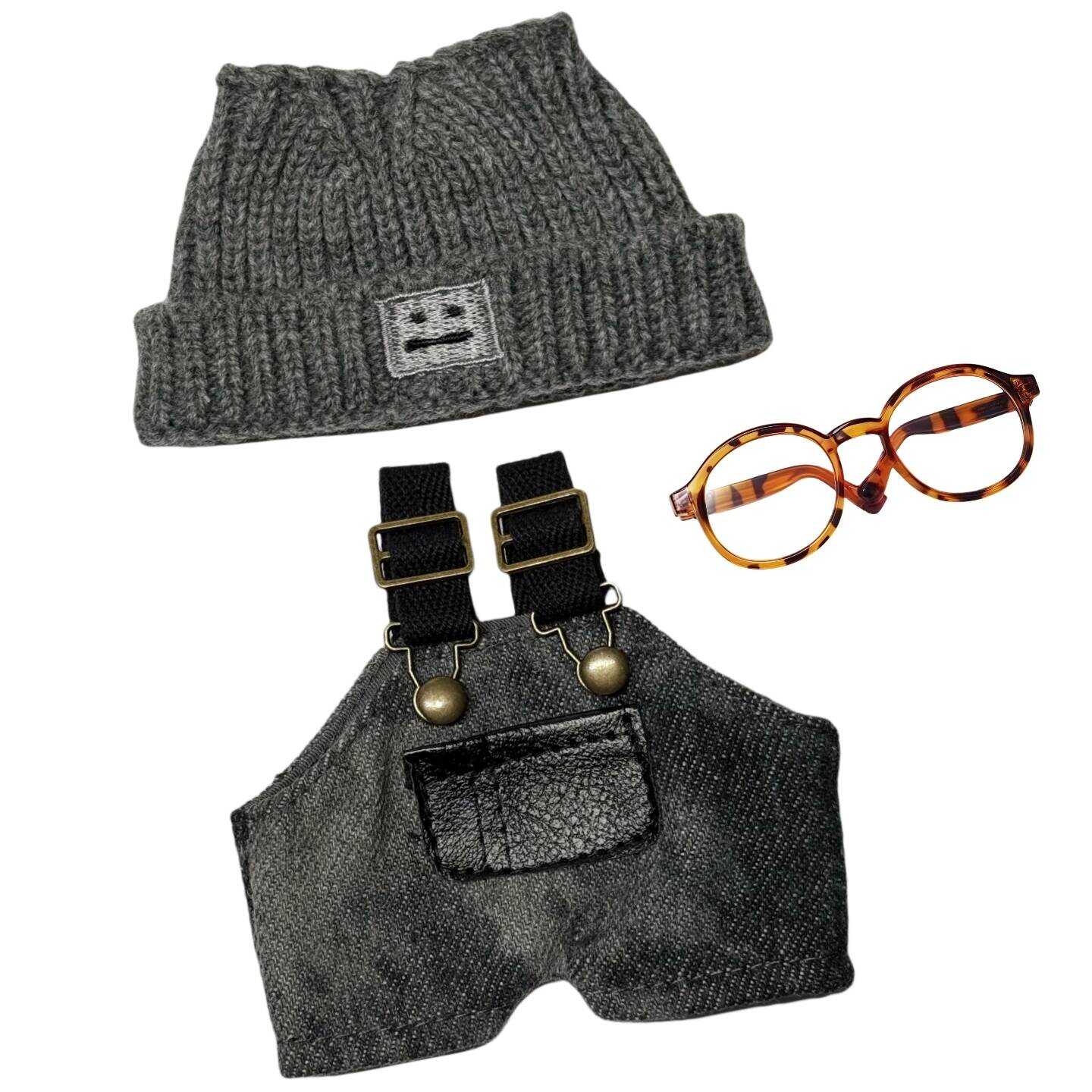 3-Piece Handmade Doll Clothes - Premium Doll Overalls Outfit with Hat & Accessories, ropa para 17cm Doll, Compatible with 5.91-6.7inch Dolls as Accessories Only