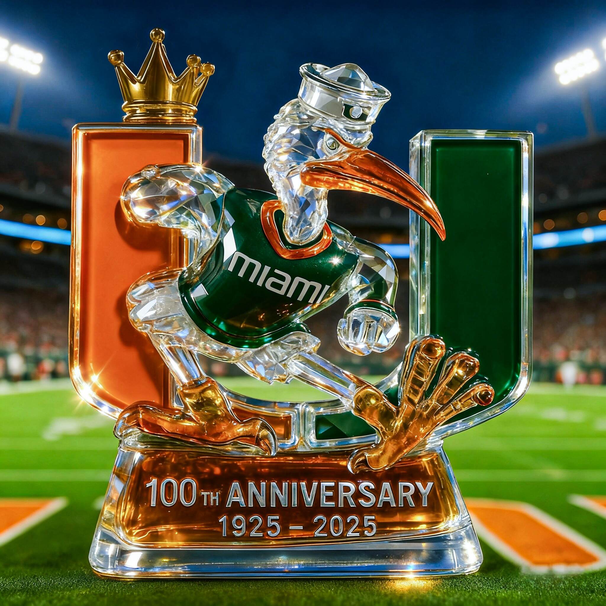 Miami Hurricanes 100th Anniversary Whiskey Bottle