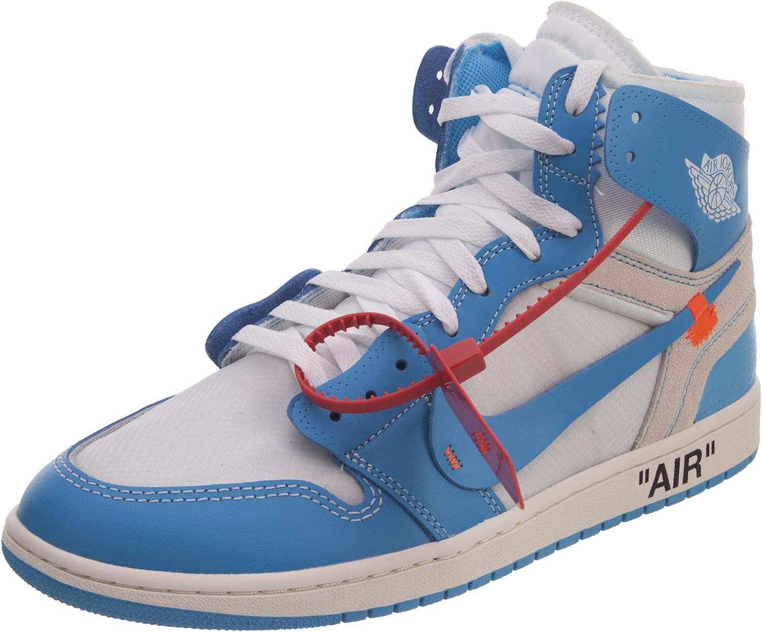NIKE Mens Air Jordan 1 X Off White NRG UNC White/Dark Powder Blue Leather Size 14