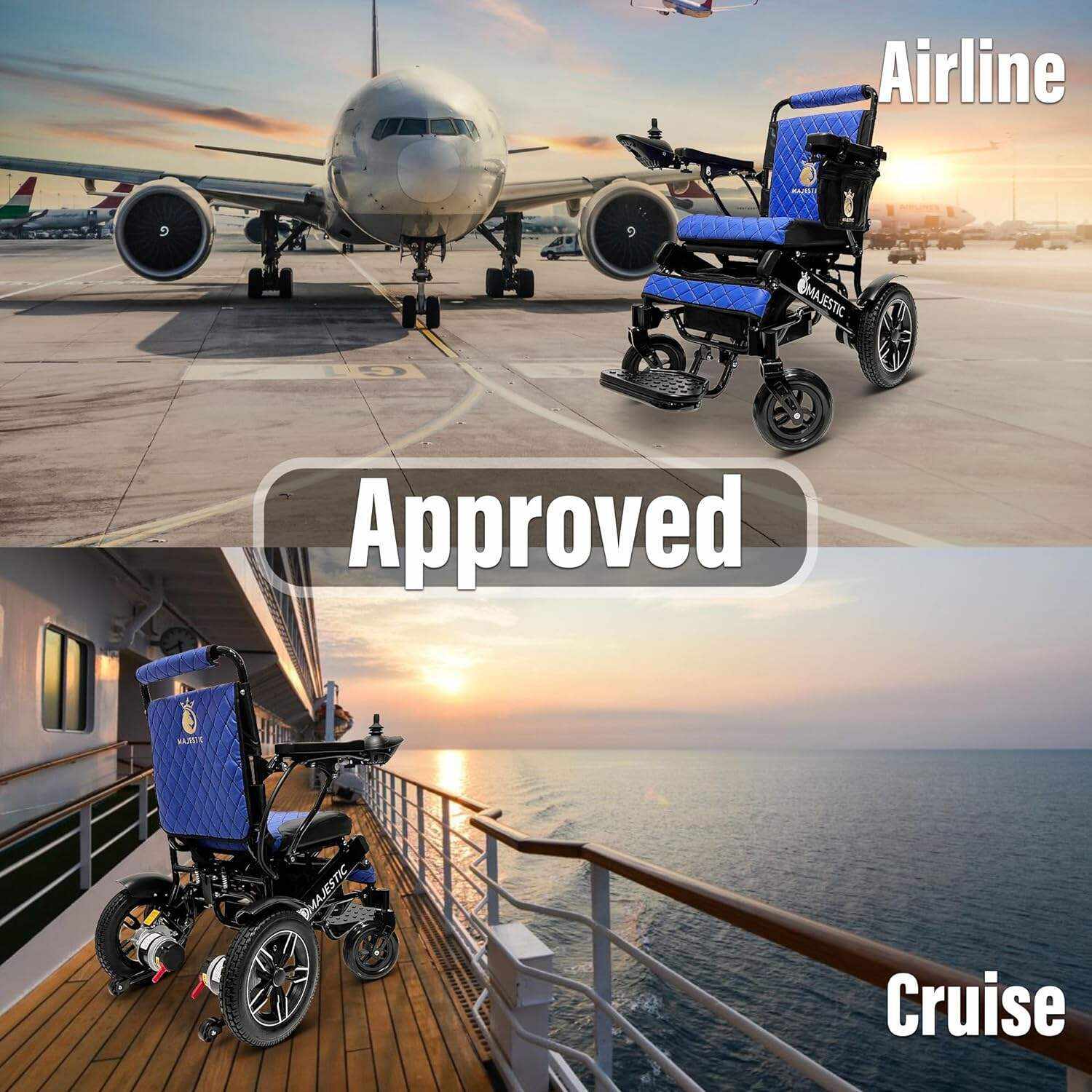 MALISA Electric Wheelchair for Adults, Portable All Terrain Lightweight Wheelchairs, Foldable Motorized Power Wheel Chair, Leather Seat (17.5