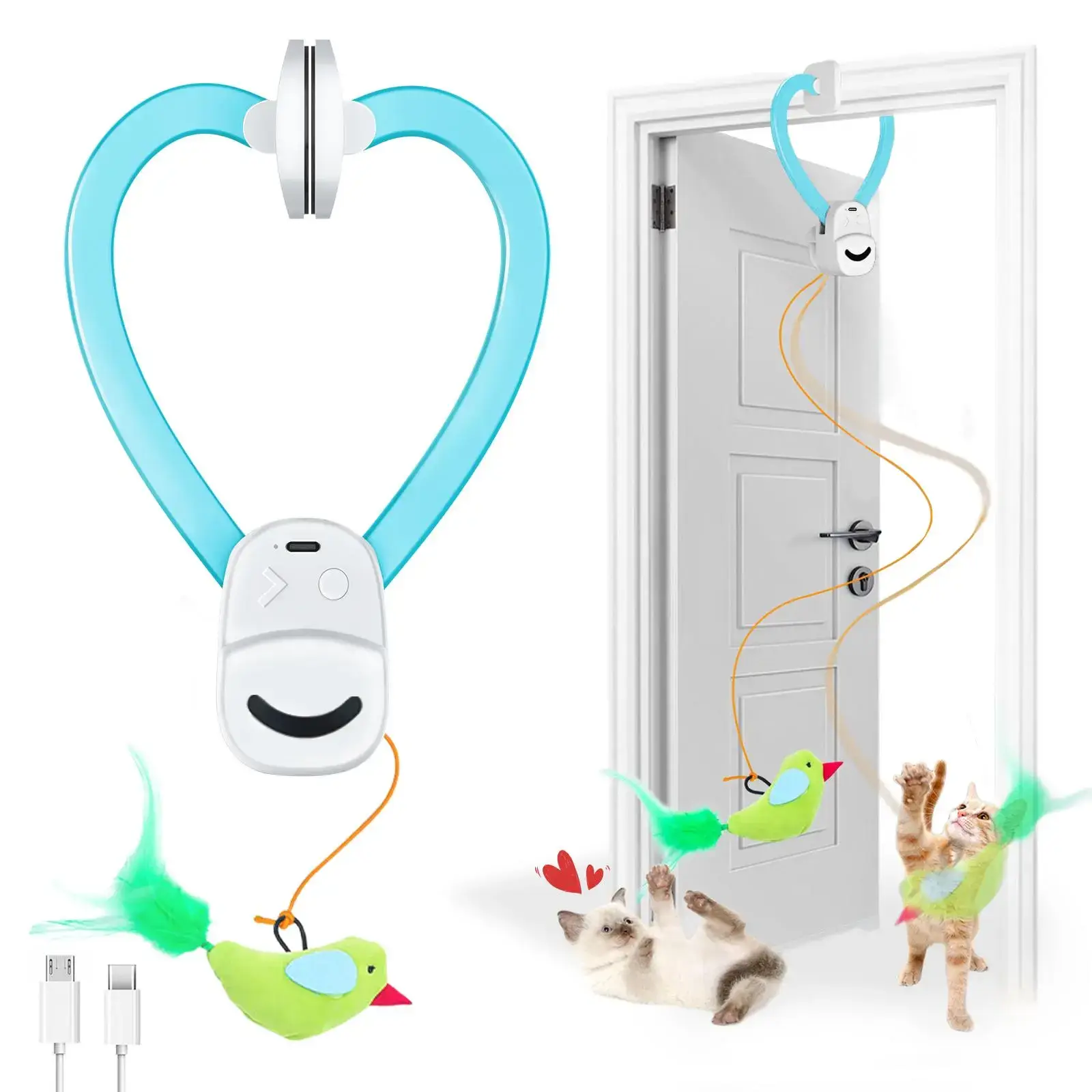 Interactive Cat Toy for Indoor Cats - Best Kitten & Adult Cat Enrichment Stimulation Toy with Electric Flying Bird Feather Wand