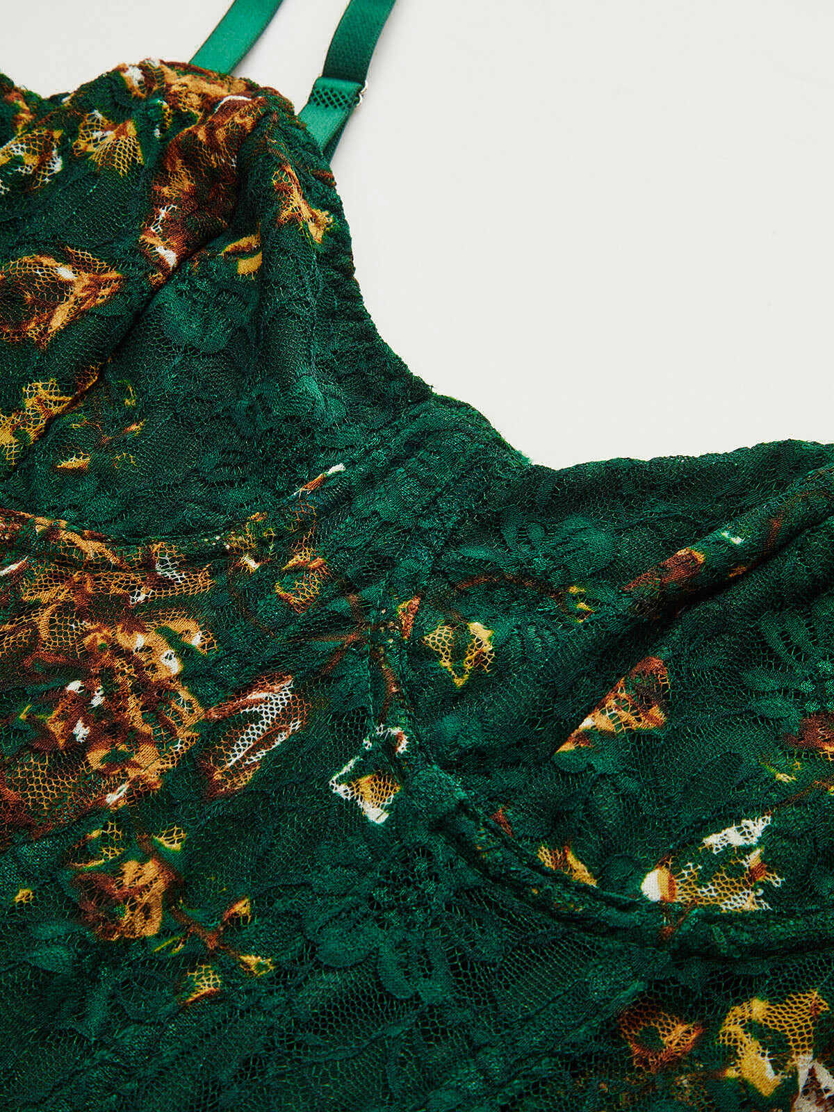 Floral Print Embroidery Bustier Corset Bodysuit