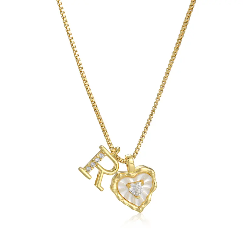 🔥Last Day 69% OFF ✨Gold Shell Heart CZ A-Z Initial Necklace, Valentine's Day Jewelry Gift