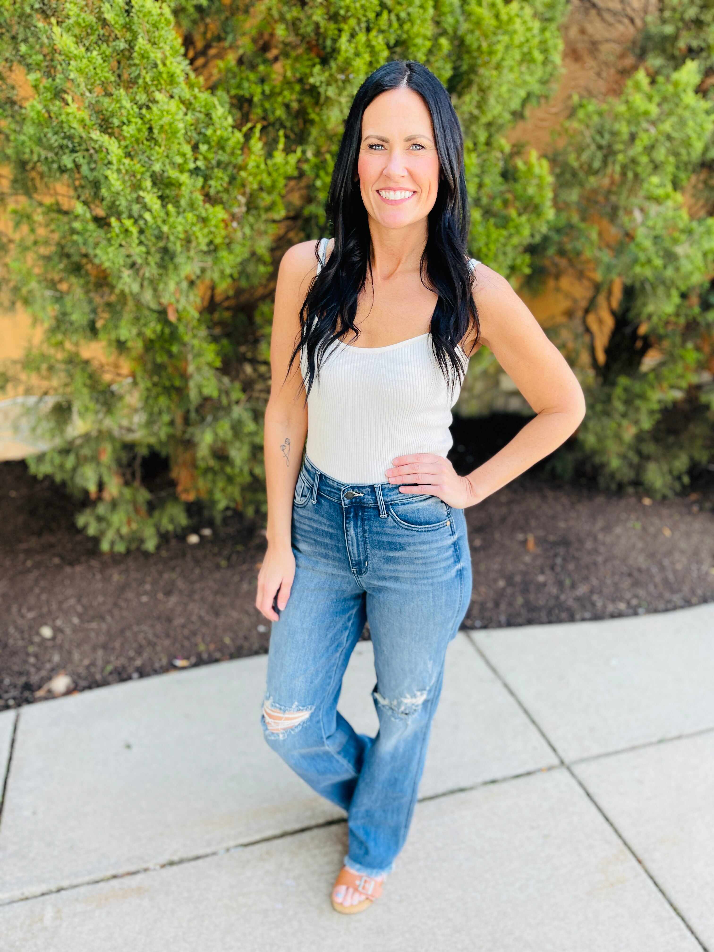REG/CURVY Straight Up Wide Leg Straight Jeans