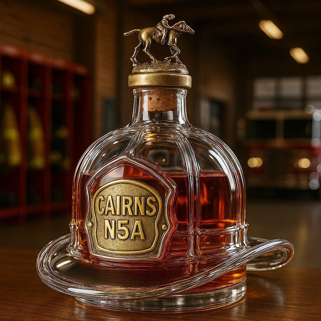 Cairns N5A Tribute Fire Helmet  Whiskey Bottle