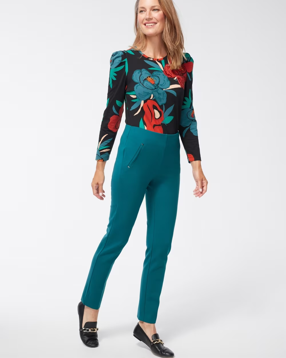 Juliet Ponte Trim Detail Ankle Pants