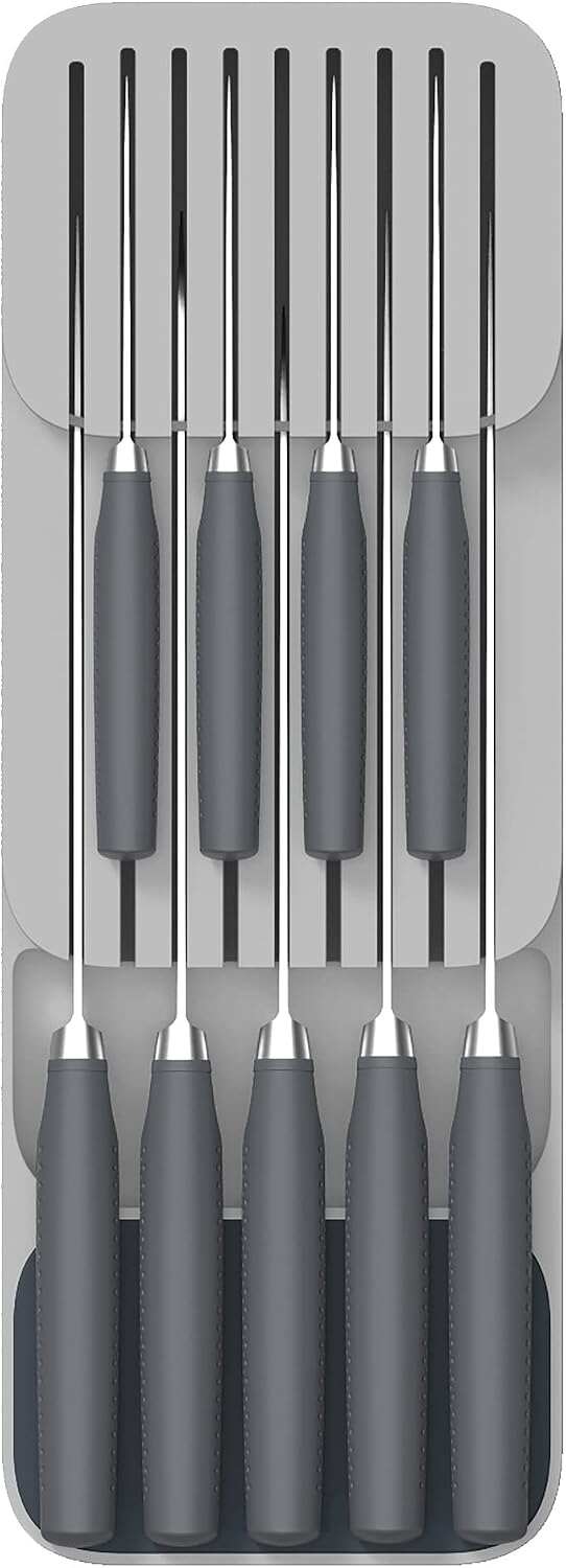 Joseph Joseph DrawerStore Knife Organizer, holds up to 9 knives, Kitchen Organization & Drawer Storage – Compact, Gray