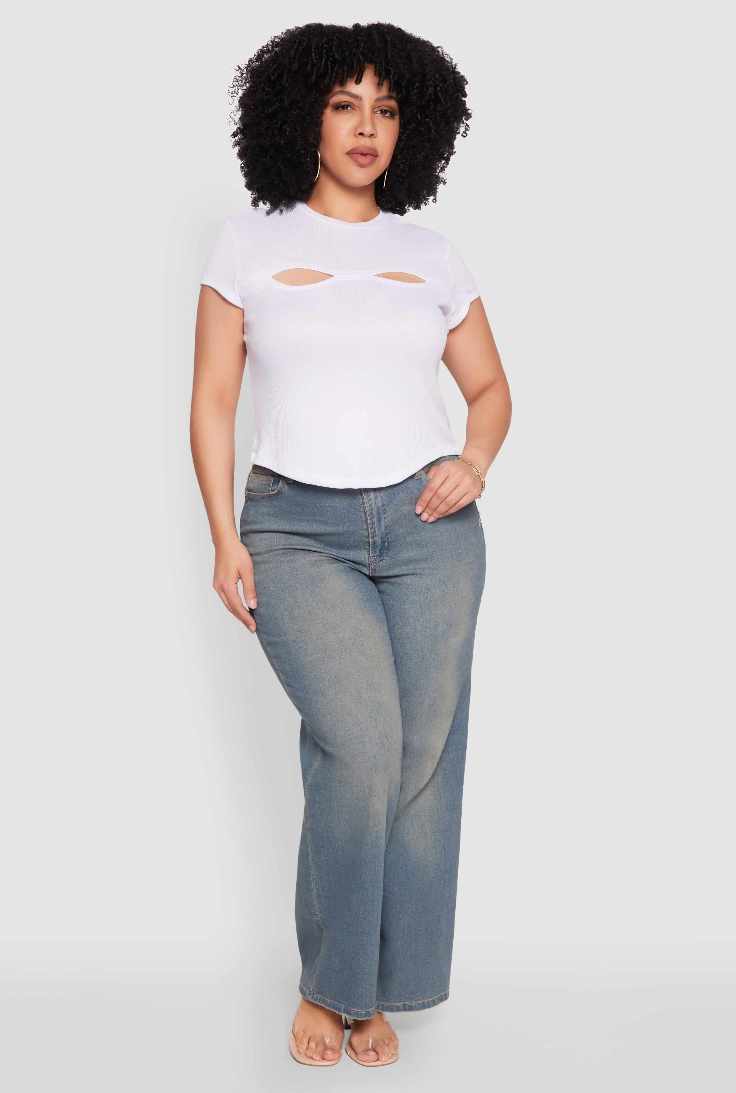Plus Size Cut Out Rib Knit Top