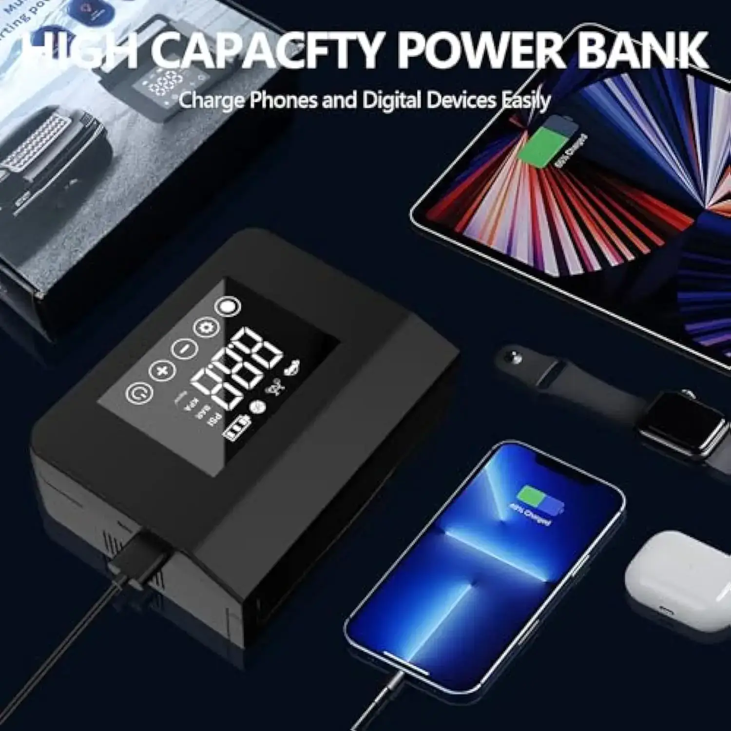 4000A Automotive Car Jump Starter with 150PSI Air Pump, 15000mAh Power Bank - 4-in-1 Vehicle Truck Emergency Tools and Gadgets Car Interior