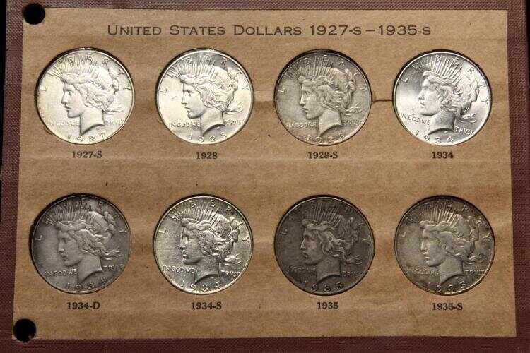 The Complete Collection of 1921~1935 Peace Silver Dollar 24 Coin Set