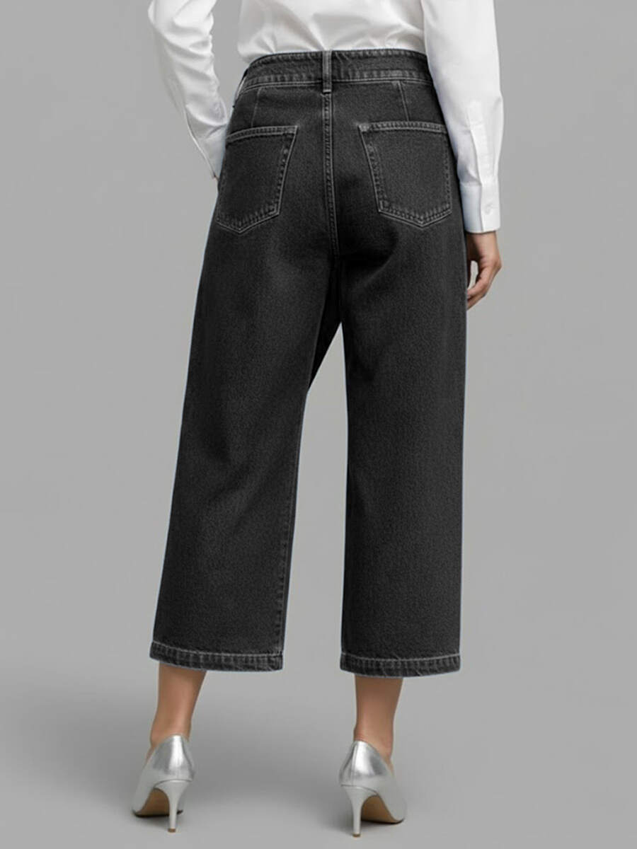 🔥Summer Arrivals🌟Women's High-waisted Loose-fitting Cropped Wide-leg Jeans