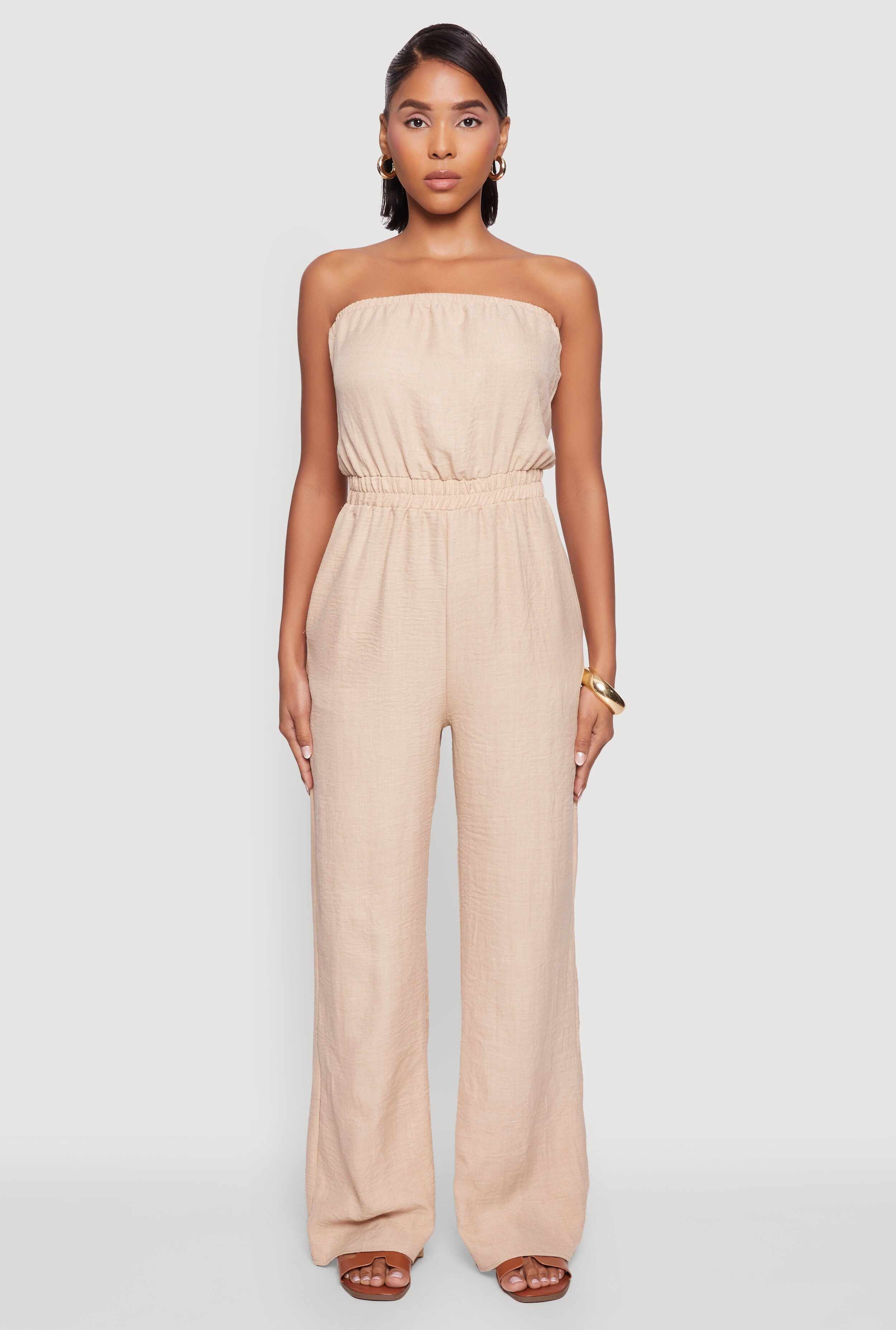 Trendy Strapless Wide-Leg Jumpsuit