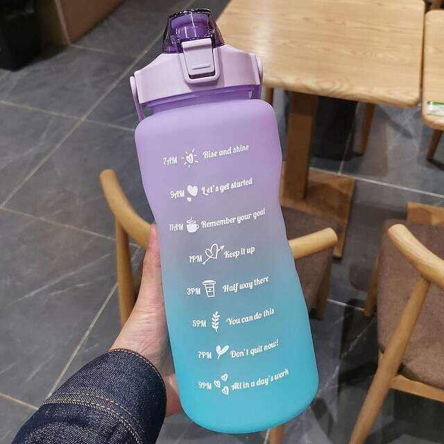 67.63oz/2L Large Capacity Gradient Color Plastic Straw Sports Water Bottle - Perfect for Outdoor Fitness!
