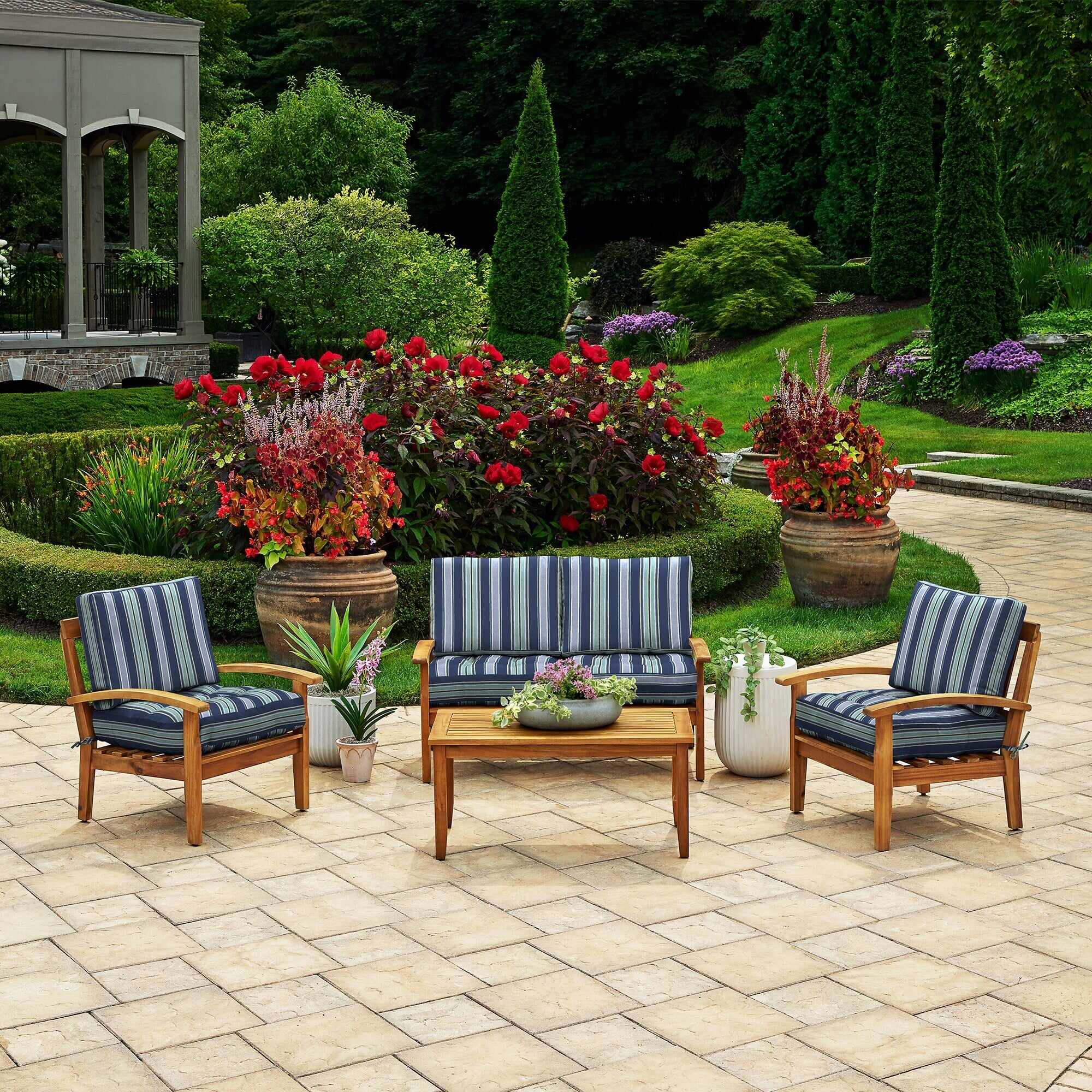 ARDEN Outdoor Plush Modern Tufted Blowfill Deep Seat Set, 24 x 24