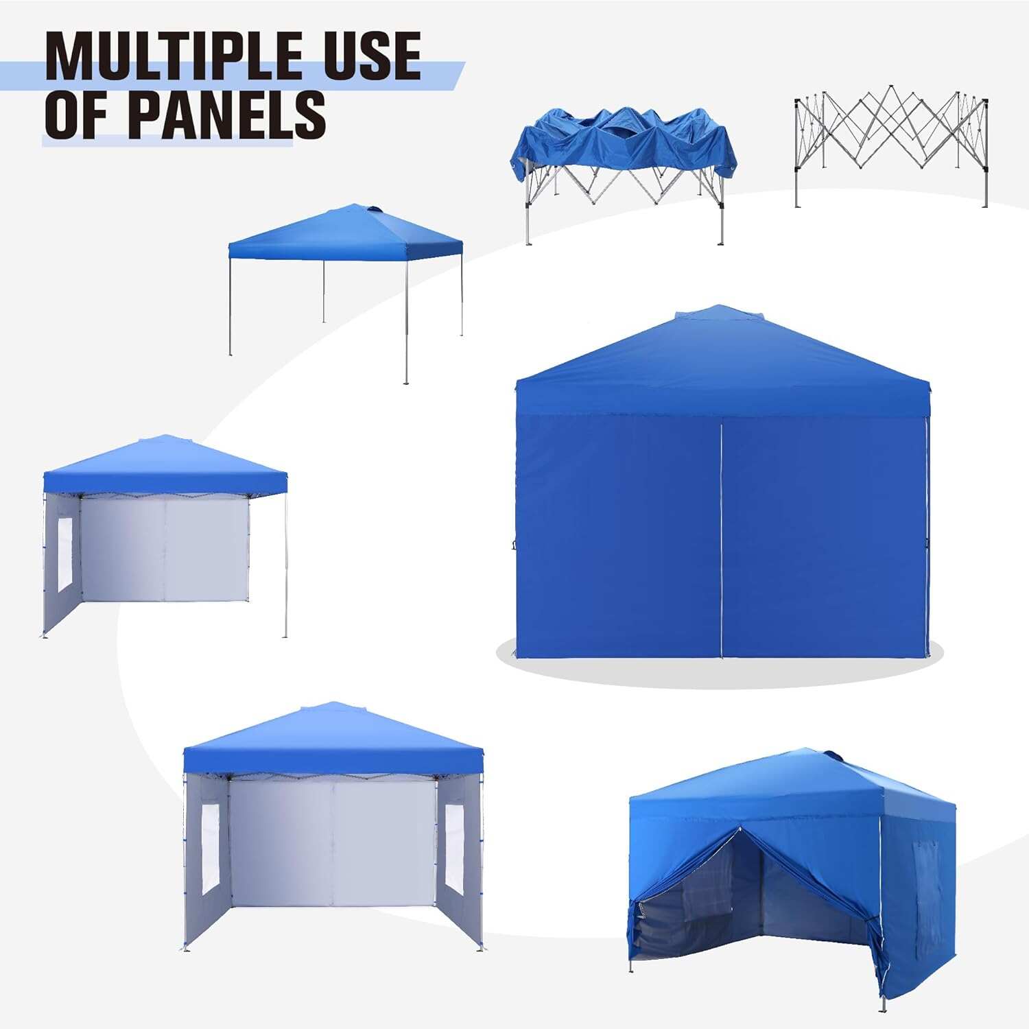 PHI VILLA Outdoor Pop up Canopy 10'x10' Tent Camping Sun Shelter-Series Party Tent, 100 Sq. Ft of Shade (Blue)