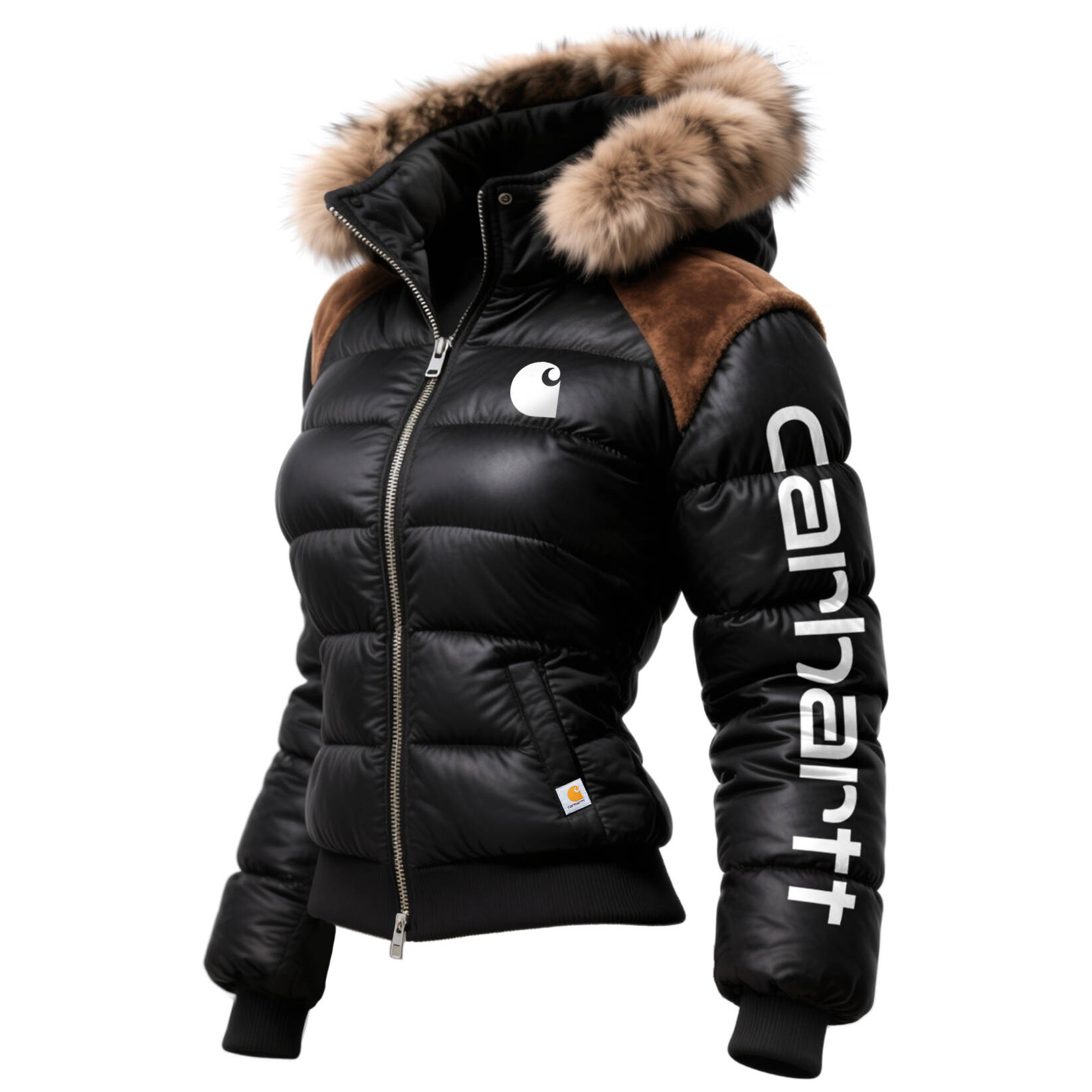 Vintage Women's Contrast Color Stitching Fur Collar Stand Collar Hooded Jacket