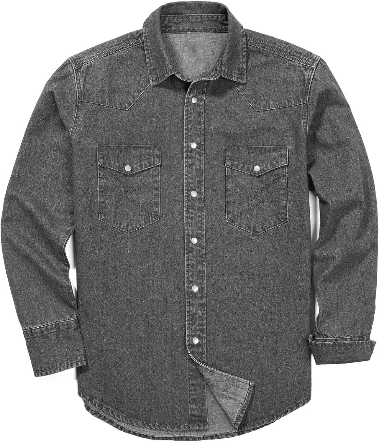🔥Men's Long Sleeve Stone-Washed and Pre-Washed Denim Work Shirt