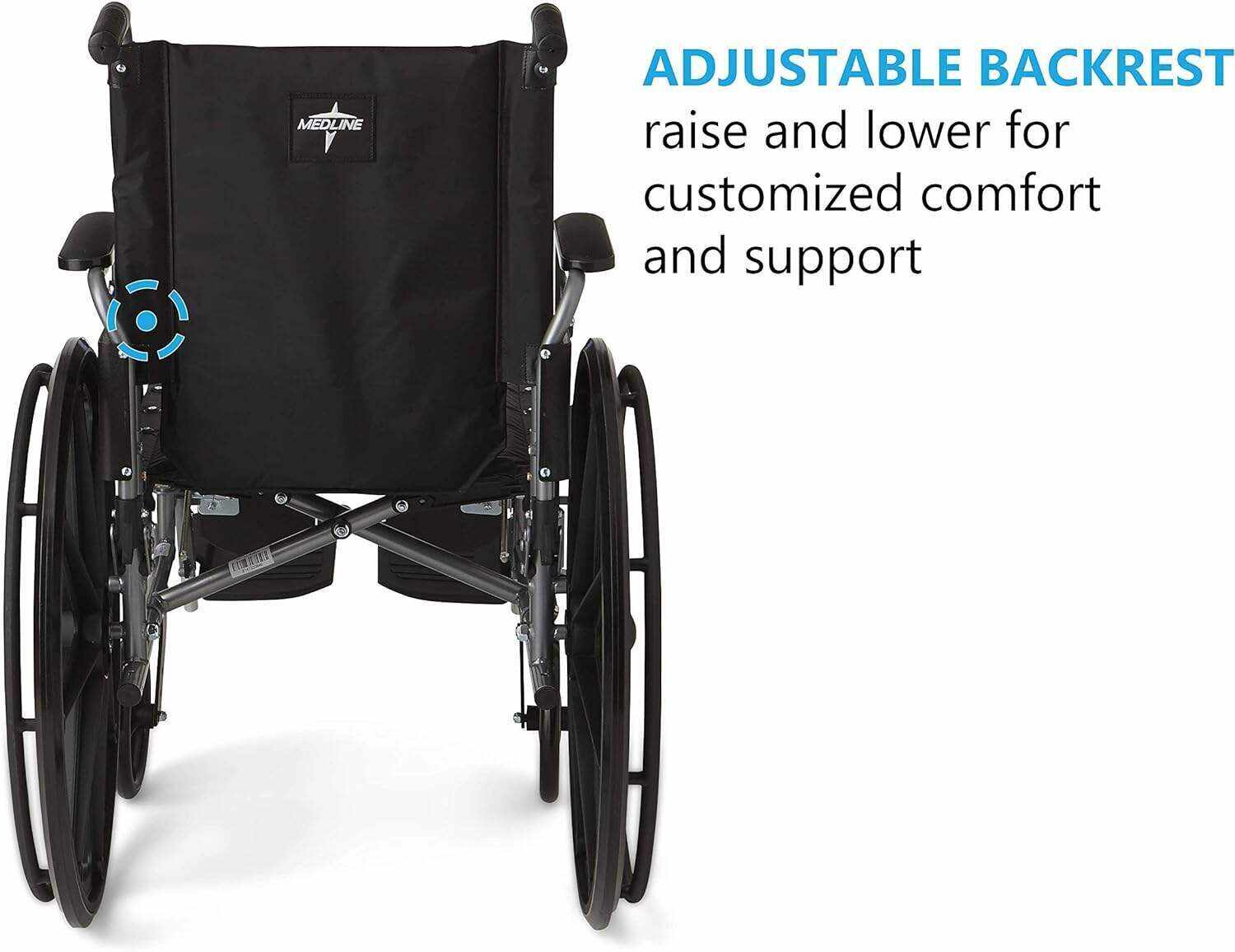 Medline Lightweight & User-Friendly Wheelchair With Flip-Back, Desk-Length Arms & Elevating Leg Rests for Extra Comfort, Black, 18 inch Seat